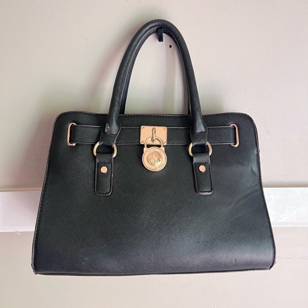 Michael Kors Black Saffiano Satchel with Gold Hardware - Picture 1 of 3